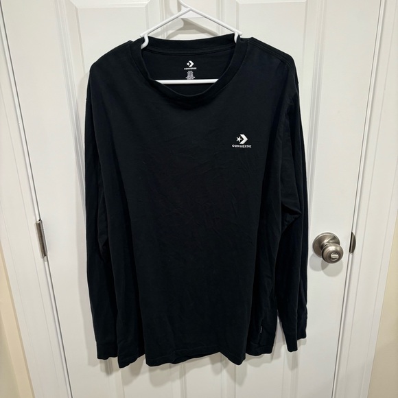 Converse Classic Logo Black White Long Sleeve Shirt Mens U.S. XXL - Picture 1 of 5